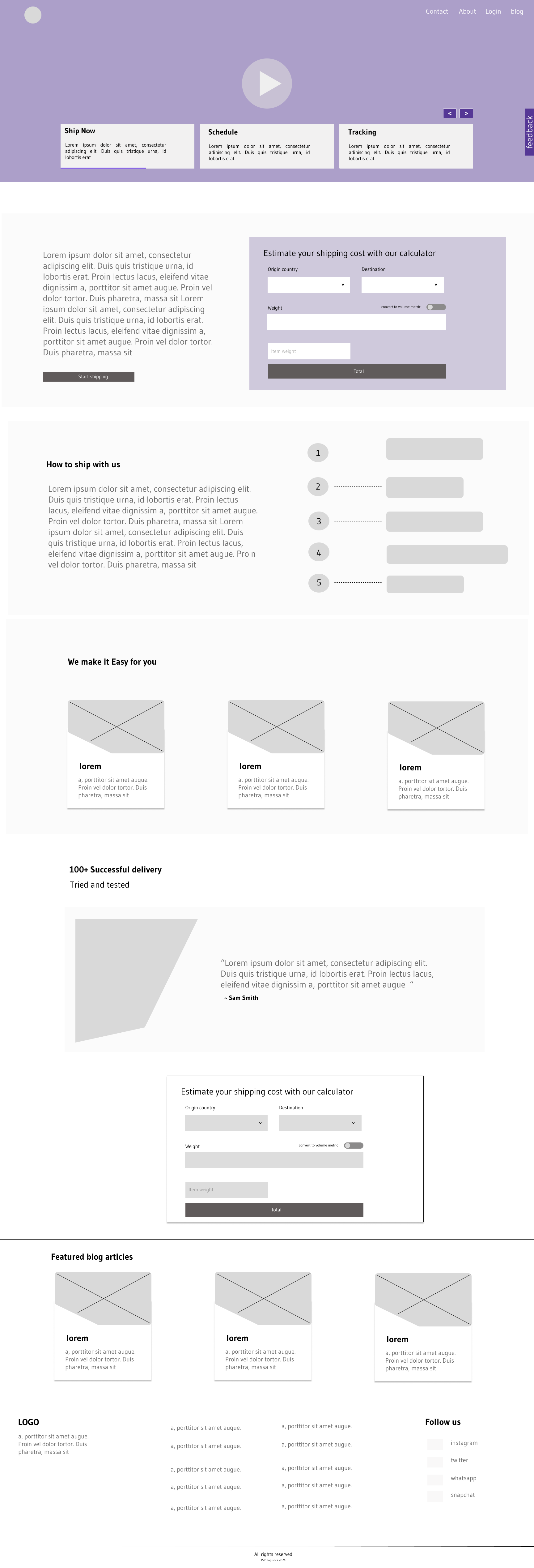 Wireframes of the Application