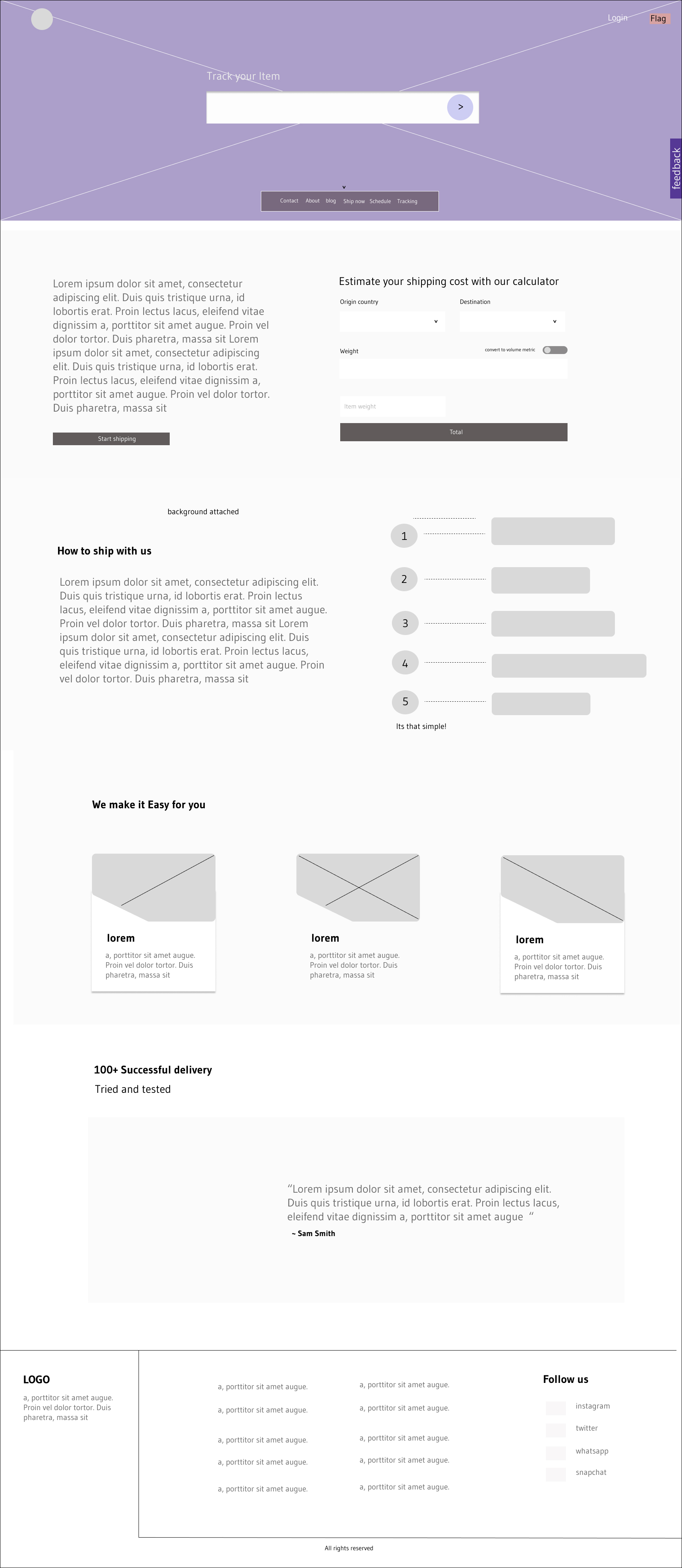 Wireframes of the Application